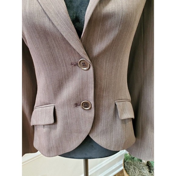 Max Studio Brown Polyester Single Breasted Two Buttons Fitted Blazer 10 NWT $198 - Picture 3 of 12